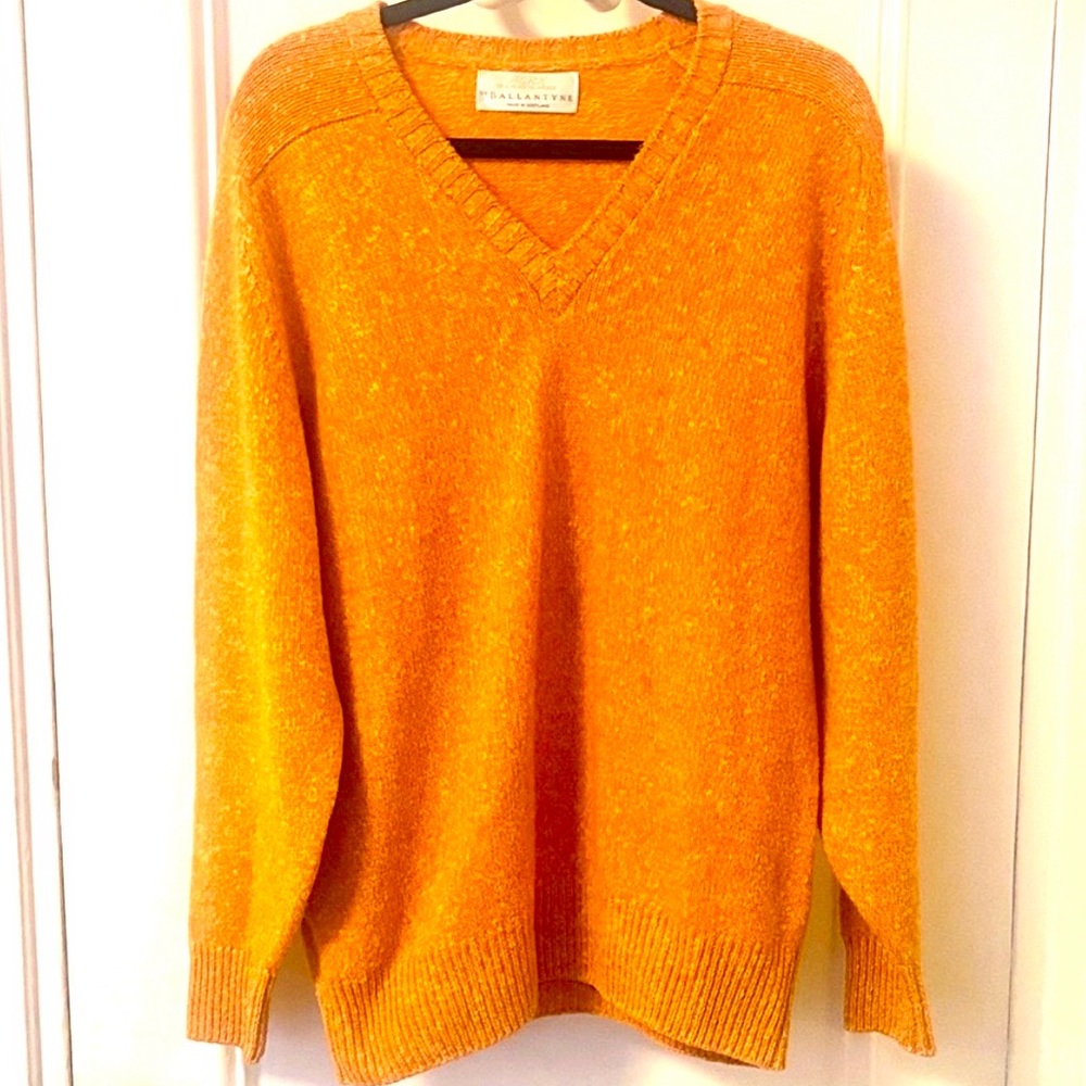 Ballantyne Men's V-Neck Sweater in Orange